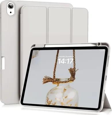 Produktbild von Hülle für iPad Air 6 11 Zoll 2024 M2/ iPad Air 5 4 (2022/2020 10,9 Zoll) mit Stifthalter, Weich TPU Schutzhülle Auto Schlafen/Wachen, Unterstützt Apple Pencil Pro/2. Gen/USB-C, Grau