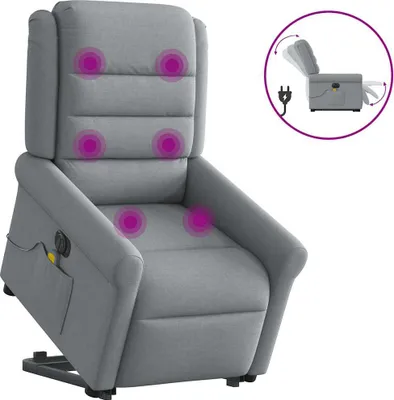 Image de Fauteuil inclinable de massage électrique Gris clair Tissu
