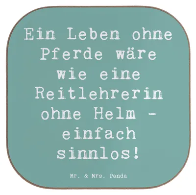 Produktbild von Mr. & Mrs. Panda Tassenuntersetzer Spruch Reitlehrerin ohne Pferd - Meeresbrise - Geschenk, gläseruntersetzer, Beruf, Pferdeliebhaberin, Reitsport, Untersetzer Gläser