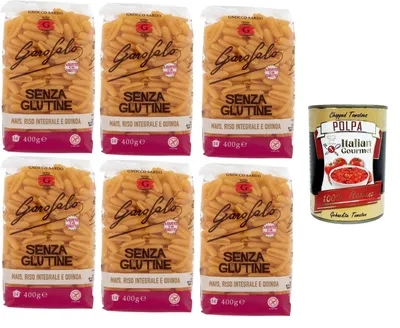 Produktbild von Garofalo Gnocco Sardo,Glutenfreie Pasta aus Mais, Naturreis und Quinoa 6x400gr + Italian Gourmet polpa 400g