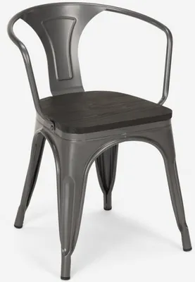 Image de chaises métal bois style industriel pour bar cuisine steel wood arm - Dark Grey