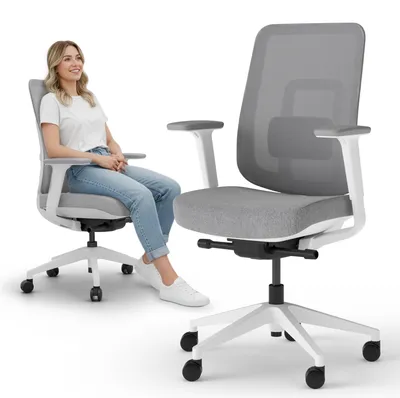 Ergonomischer Bürostuhl mit 4D-Armlehnen, Synchronmechanik, für Büro & Gaming