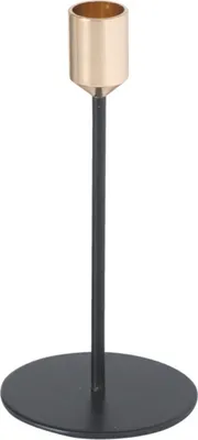 Produktbild von Kerzenständer - Schwarz - Goldgelb - Eisen - H 18 cm