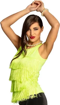 Image de Top à franges élégant Accessoire de déguisement femme vert fluo S (36/38)