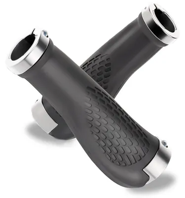 Image de Poignées ergonomiques pour vélo, pour guidon de 22,2 mm, en caoutchouc antidérapant, couleur argent
