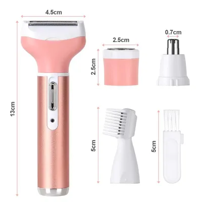 Produktbild von Elektrorasierer Damen, 4-in-1 Nass- & Trockenrasierer,Schmerzloser Epilierer für Bikinizone, Achseln, Beine, Arme & Gesicht, USB-Aufladung,Wasserdicht