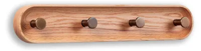 Wandgarderobe 4 Haken Roteiche Messing