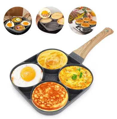4-Mulden-Pfanne, Antihaft, Aluminium, für Eier & Pfannkuchen