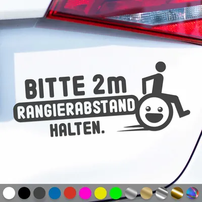 Produktbild von PantherPixel 2m Rangierabstand Aufkleber Halten Rollstuhlfahrer Sticker Auto Geschenkidee Farbe Dunkelgrau