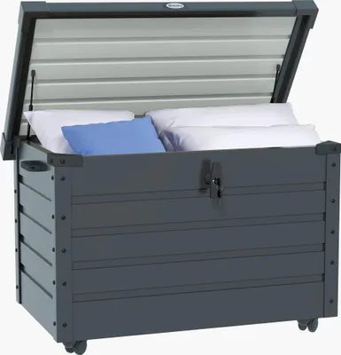 Produktbild von Gartenbox mit Rollen & Schloss, Aufbewahrungskiste mit Griff, 100x62x65cm