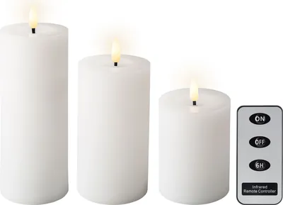 Immagine prodotto di LED Set di candele di cera 3 pezzi bianco