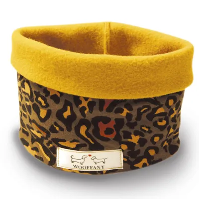 Produktbild von Hunde-Loop-Schal - WOOFFANY - Design Mette - waschbar bei 30° - Germany - Größe: M - Farbe: Gelb & Panther