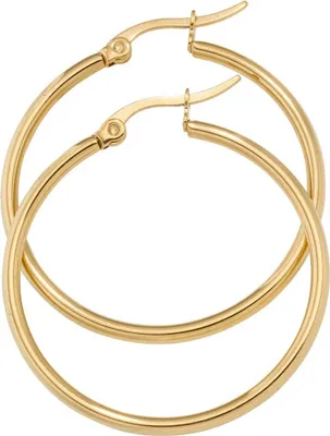 Produktbild von Paar Ohrringe Creolen 33,7mm Ohrschmuck rund Edelstahl vergoldet Damen