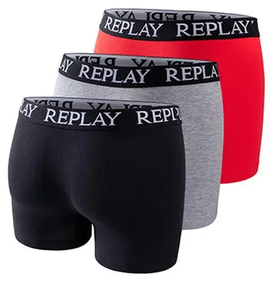 Immagine prodotto di Replay - Boxer da uomo (confezione da 3) LT1066 (S) (nero/grigio melange/rosso)
