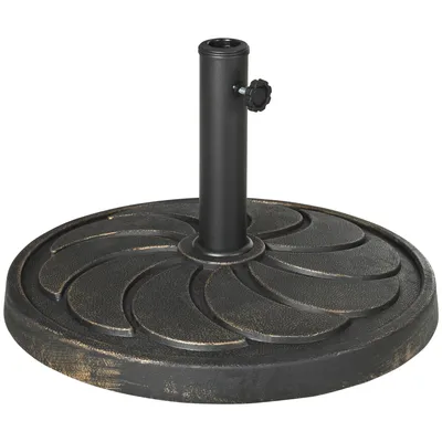 Produktbild von Outsunny Sonnenschirmständer 18 kg Runder Sonnenschirmfuß für Ø38/48 mm Schirmstange, Runder Gartenschirmständer für Balkon, Kunstharz, Bronze
