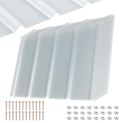 Immagine prodotto di Ikodm, set di 10 lastre in FRP, dimensioni 90x60 cm, spessore 1 mm, lastre ondulate trasparenti, protezione UV, resistenti alla grandine e alle intemperie, complete di viti per tettoia da giardino o carport