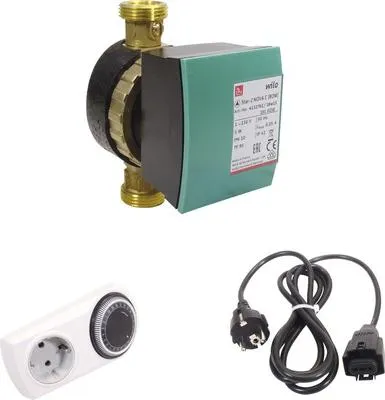 Produktbild von Wilo Zirkulationspumpe Star-Z NOVA C 138 mm 1 mit Absperrarmaturen, Kabel und Zeitschaltuhr 4132752 (DACH)"