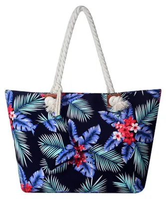 Produktbild von Große Strandtasche Shopper mit Reißverschluss - Hawaii Flower