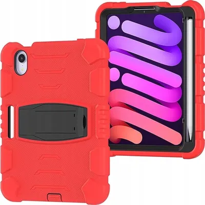 Produktbild von Schutzhülle für iPad Mini 6. Generation 2021 Rugged mit Ständer Rot