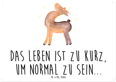 Produktbild von Mr. & Mrs. Panda Schild Lama Stolz DIN A5 - Weiß - Geschenk, Freundin, Blechschild, Familie, Wandbild, Family, Beste, Lamas, wandtafel, Retro, tafel