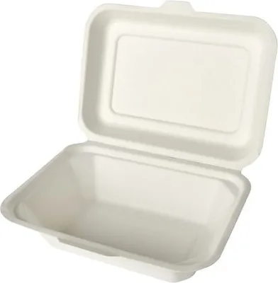 Produktbild von 25x PAPSTAR Menüboxen aus Zuckerrohr ungeteilt 6 x 18 x 12,5 cm weiss