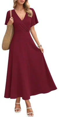 Immagine prodotto di Abito lungo da donna - Modello estivo con scollo a V e maniche corte