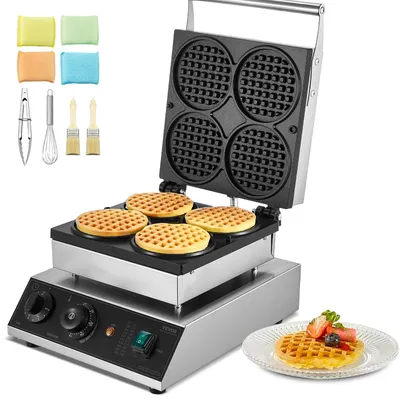 Waffeleisen, 4 Waffeln, Edelstahl, 1750 W, Temperaturregelung