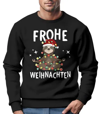 Produktbild von Sweatshirt Herren Frohe Weihnachten Weihnachtspullover Lustig Dabbing Weihnachtsmotiv Ugly XMAS Sweater Moonworks® Faultier schwarz M