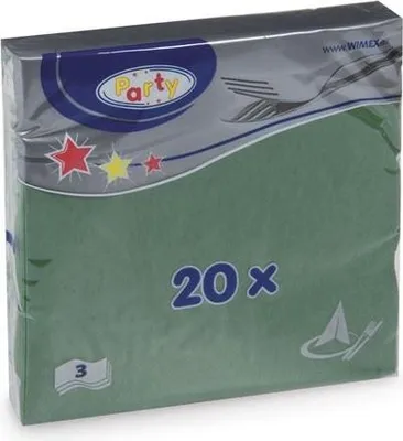 Zdjęcie produktu dla Kolorowe serwetki papierowe trójwarstwowe - 33 cm x 33 cm / zielone / 20 szt