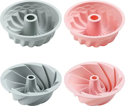 Image de CANDeal 15cm Moule à kouglof silicone 4 pièces Moule à kouglof réutilisable Moules à muffins Cupcake Moule à gâteau Kouglof