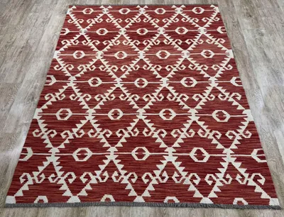 Produktbild von Teppich KELIM ORIGINAL | Farbe: Rot; Größe: 131x179 cm | strapazierfähig und leicht zu reinigen | Wohnzimmer | Schlafzimmer
