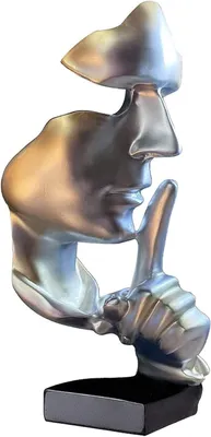 Image de Omgoods - Statue "Thinker", sculpture abstraite "Le silence vaut de l'or" - Décoration intérieure moderne