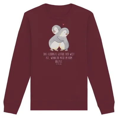 Produktbild von Mr. & Mrs. Panda Bio Pullover Pinguine Kuscheln Größe XS - Burgundy - Geschenk, Freundin, für, Frauen, Sweater, Hochzeitstag, Valentinstag, Bio-Pullover, Mitbringsel
