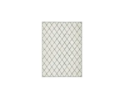 Zdjęcie produktu dla Dywan na taras 80x150cm, zielono kremowy dwustronny, sznurkowy płasko tkany