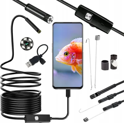 Produktbild von Endoskopkamera mit Licht 1080P HD mit Licht Wasserdichtes Ip67 Kein WLAN Erforderlich Inspektionskamera mit 6 LED Licht für Android (5m)
