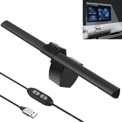 Produktbild von Computer Monitor Light Bar, Monitor Bildschirm Hängelampe, Intelligenter Lese-Augenschutz Bürofülllicht, 180° verstellbar, 3 Lichtmodi, USB-betrieben