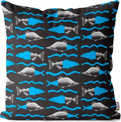 Produktbild von VOID Fische Meer Muster Blau Kissenbezug Kissenhülle Sofakissen Kissen Deko Outdoor-Kissen Dekokissen