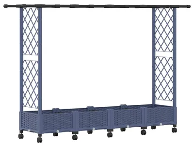 Imagen del producto de Cama elevada con trellis y techo Gris 203 x 40 x 127 cm PP