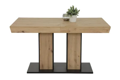 Produktbild von Hela Tische, 5tlg. ESSGRUPPE Agnes, Säulentisch Ausziehbar, Nachbildung Artisaneiche, Schwingstuhl Anthrazit mit Griff, Vierkantrohr Gestell,140kg belastbar