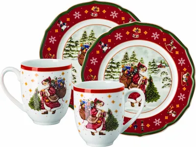 Obrázok produktu pre Hutschenreuther Happy Wintertime sada 4 ks H. Wintertime červená