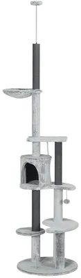 Productafbeelding van PawHut Kraboom, tot 225-255 cm hoog, kattenboom met kattenhol en mand, grijs
