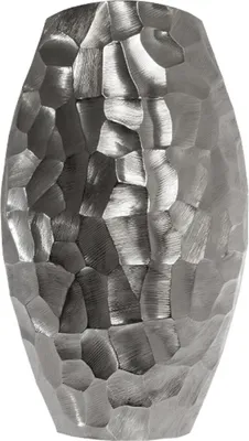Image de Casa Padrino vase de luxe en métal argenté 27 x 12 x h. 46 cm - Vase à fleurs décoratif de luxe