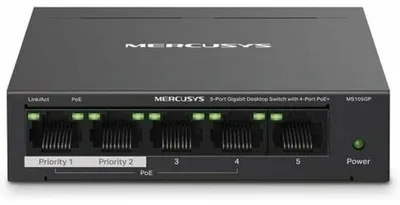 Immagine prodotto di Mercusys MS105GP Switch di rete Gigabit Ethernet (10/100/1000) Power over Ethernet (PoE) nero (MS105GP)