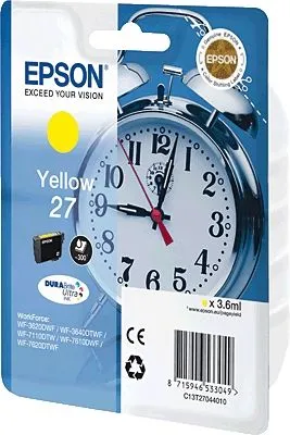 Produktbild von Epson Alarm clock Singlepack Yellow 27 DURABrite Ultra Ink, Gelb, Tinte auf Pigmentbasis, 1 Stück(e)