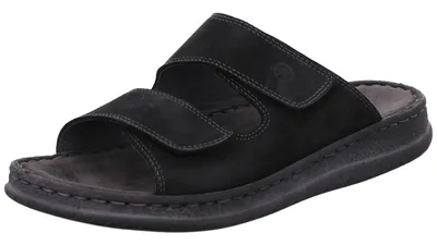 Produktbild von Rohde Herren Pantoletten Leder Clogs Klettverschluss Alassio 6241, Größe:47 EU, Farbe:Schwarz