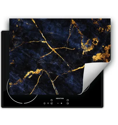 Produktbild von DarHaus Herdabdeckplatte 70x52 cm Anti Rutsch Matte Aufrollbar, gold - Marmor