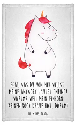 Produktbild von Mr. & Mrs. Panda Handtuch Einhorn Wut - Weiß - Geschenk, Mini-Handtuch, Arbeit, Einhörner, Gästetuch, Frotteetuch, Nein, Baumwollhandtuch, Unicorn, Frotteehandtuch, Spaß
