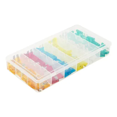 Immagine prodotto di Fusibili lamellari standard assortiti da 120 pezzi in scatola di plastica