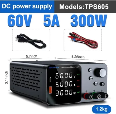 Produktbild von Labornetzgerät Netzteil - TPS605 60V 5A - Einstellbare DC-Ausgangsspannung - OCP-Überstromschutz - USB-A und USB-C - 220V EU-Stecker