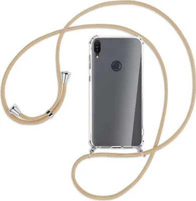 Produktbild von Handykette Backcover-Schutzhülle mit Band (Metall silberfarben) für Asus Zenfone Max M2 - caramel